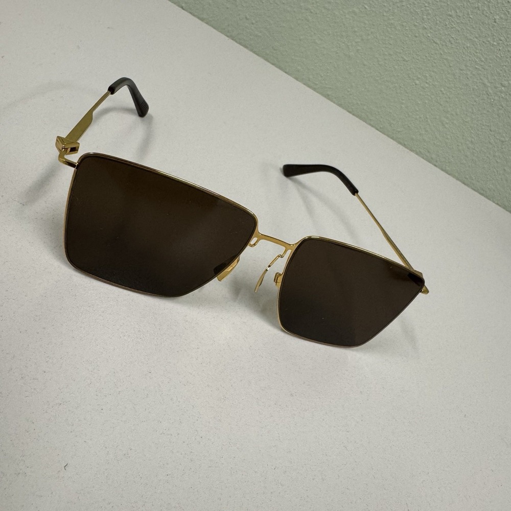 Bottega Veneta Men's Square Sunglasses Gold Metal and Brown Frame BV1267S